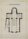 216432 Plattegrond van de Pieterskerk te Utrecht; met aanduiding van de geplaatste banken.